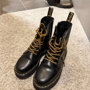 Dr. Martens Black Boots with Gold Laces